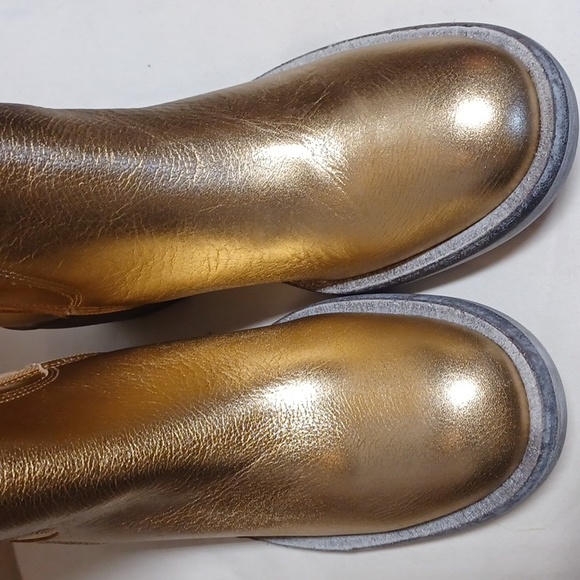 NEW FREE People essential tall slouch boots gold NIB $298 - Picture 6 of 11